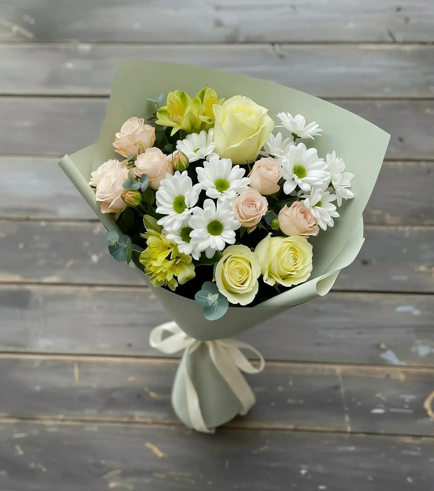 Букет цветов из: Альстромерии, Розы и Хризантемы в Коноше