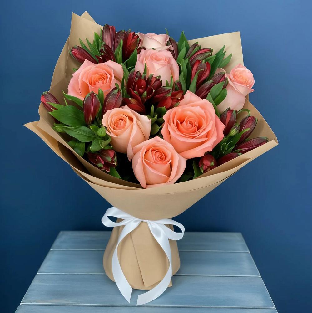 Букет цветов из: Розы и Альстромерии в Коноше