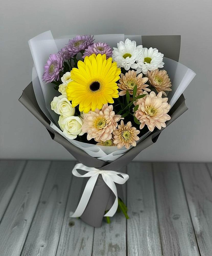 Букет цветов из: Розы, Герберы и Хризантемы в Коноше