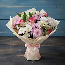 Букет цветов из:  Хризантемы, Альстромерии и Розы #REPLACE_PRED# Коноше