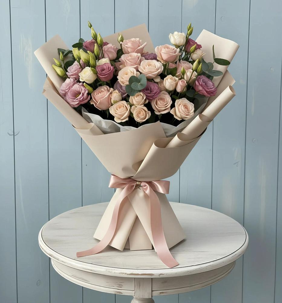 Букет цветов из: Розы и Лизиантусы в Коноше