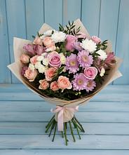 Букет цветов из:  Хризантемы, Розы и Альстромерии в Коноше