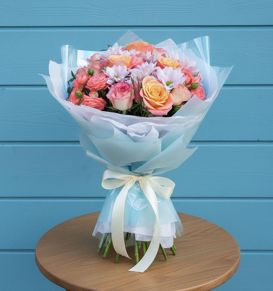 Букет цветов из: Хризантемы и Розы в Коноше