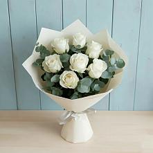 Букет Белые розы в Эвкалипте в Коноше